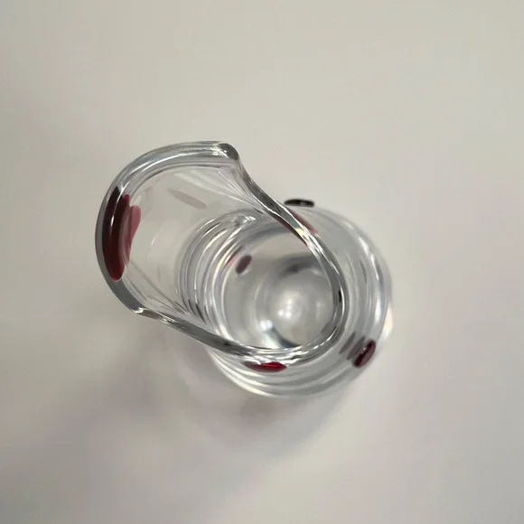 Murano Art Glass Wide Opening Flower Vase - Red Dots. Italian Glass - Picture 10 of 11